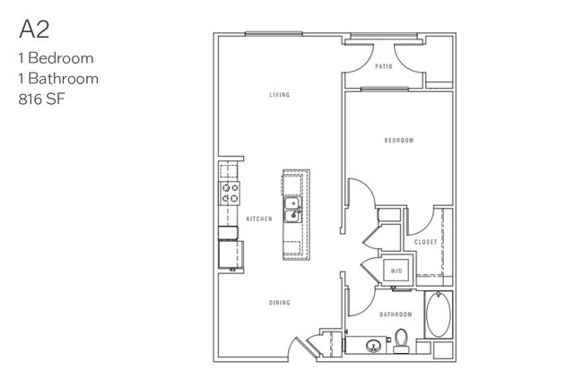 1 Bed • 1 Bath 08-213 floor plan